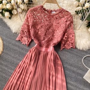 Alice lace pleated dress