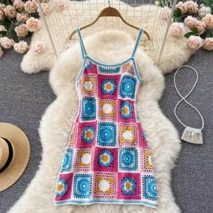 Rainbow crochet dress