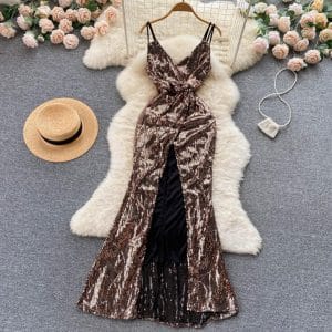 Bing Sequin Slit Dress
